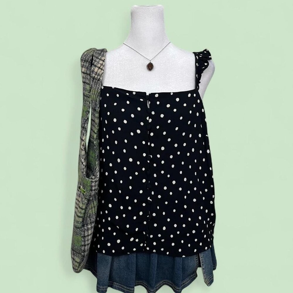 madewell black polkadot girly downtown it girl tank top